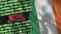 Ireland Realistic Flag with Cyber Attack Titles Illustration