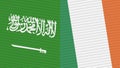 Ireland and Saudi Arabia Flags Together Fabric Texture Illustration