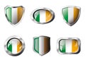 Ireland set shiny buttons and shields of flag Royalty Free Stock Photo