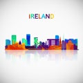 Ireland skyline silhouette in colorful geometric style.