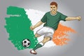 Ireland soccer player with flag as a background Royalty Free Stock Photo