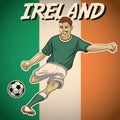 Ireland soccer player with flag background Royalty Free Stock Photo