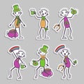 Ireland Stick figure stickers set - Saint Patrick`s Day collection, vector