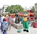 Ireland: Tourism in Dublin - Tourists, Molly Malone, Irishman, Buses Royalty Free Stock Photo