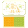 Ireland travel linear vector icons