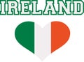 Ireland word with striped heart in green white orange