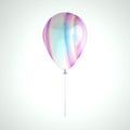 Iridescence holographic foil balloon isolated on gray background. Trendy realistic design 3d element for birthday, presentation, p