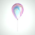 Iridescence holographic foil balloon isolated on gray background. Trendy realistic design 3d element for birthday, presentation, p