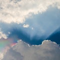 Iridescence, Nice rainbow at clouds with ray