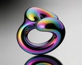 Iridescent Abstract Amorphous Shape with Swirling Rainbow Colors and Reflective Surface Against a Gradient Gray Background with Royalty Free Stock Photo