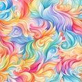 Iridescent abstract rainbow seamless pattern. Vibrant background in 80s and 90s style. AI illustration for fabric and Royalty Free Stock Photo