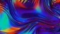 Iridescent chrome wavy cloth fabric abstract background, ultraviolet holographic foil texture, liquid petrol surface, ripples,