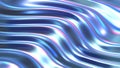 Iridescent chrome wavy gradient fabric abstract background, ultraviolet holographic foil texture, liquid surface, ripples,