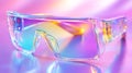 Iridescent Clear Sunglasses on Purple Background Royalty Free Stock Photo