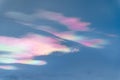 Iridescent clouds (Rainbow clouds) close up Royalty Free Stock Photo