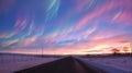 Iridescent clouds view, landscape of a colorful sky weather phenomena