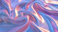 Iridescent Crinkled Fabric with smooth waves. Soft pastel pink, gold, blue background. AI Generated