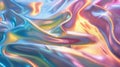 Iridescent Crinkled Fabric with smooth waves. Soft pastel pink, gold, blue background. AI Generated