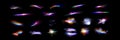 Iridescent crystal leak glare reflection effect. Optical rainbow lights, glare, leak, streak overlay. falling confetti. Vector