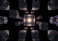 Iridescent Cubes in Cosmic Space Abstract Background Royalty Free Stock Photo