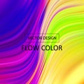 Iridescent curly stream. Liquid flowing striped shape. Vector 3d illustration. Abstract colorful background. Vibrant gradient wave