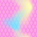 Iridescent fish scale seamless pattern. Pastel pink mermaid background. Fish skin pattern over colorful mesh Royalty Free Stock Photo