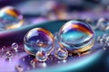 Iridescent glass spheres on a colorful surface Royalty Free Stock Photo
