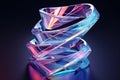 Iridescent Holographic Crystal Shapes with Gradient Texture in Motion, 3D Illustration