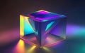 Iridescent holographic neon emitter glass, Generative AI Illustration