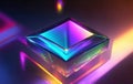 Iridescent holographic neon emitter glass, Generative AI Illustration