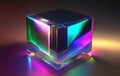 Iridescent holographic neon emitter glass, Generative AI Illustration
