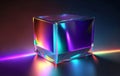 Iridescent holographic neon emitter glass, Generative AI Illustration