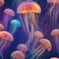 Iridescent jellyfish drifting through the depths of the ocean Royalty Free Stock Photo