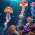 Iridescent Jellyfish Elegance, Underwater Royalty Free Stock Photo