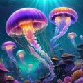 Iridescent Jellyfish Elegance, Underwater Royalty Free Stock Photo