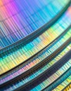 Iridescent Light Spectrum on Stacked Discs Royalty Free Stock Photo