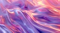 Iridescent liquid with smooth waves. Soft pastel purples, pinks, and peach background. AI Generated