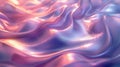 Iridescent liquid with smooth waves. Soft pastel purples, pinks, and peach background. AI Generated