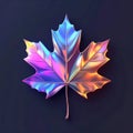 Iridescent Maple Leaf on Dark Background with Reflective Texture Royalty Free Stock Photo