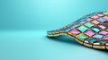 Iridescent Mosaic Wave Abstract Design on Light Blue Background