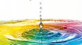 Iridescent multicolored water splash image.Isolated drops on a white background Royalty Free Stock Photo