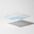 Iridescent opal shimmer paper square, floating in mid air horizontally, on solid white background Royalty Free Stock Photo