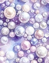 Iridescent Pearls on Watercolor Background - A Dreamy Abstract Illustration Royalty Free Stock Photo