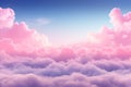 Iridescent Pink and Blue Clouds Encircled by Neon Frame. Luminous Sky with Rectangular Glow