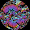 Iridescent potassium nitrate crystals under polarized light Royalty Free Stock Photo
