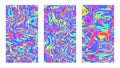 Iridescent psychedelic pattern background set. Versicolored templates, posters and cover designs. Vivid paint on canvas, full hd s