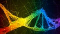 Iridescent rainbow Digital Plexus DNA molecule strand colorful Loop Background