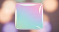 Iridescent rectangular object with soft pastel gradient and bokeh background Royalty Free Stock Photo