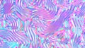 Iridescent reflective distorted background with ripples. Futuristic modern design. 3D rendering.