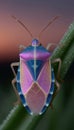 Iridescent shield bug resting on a green plant. Royalty Free Stock Photo